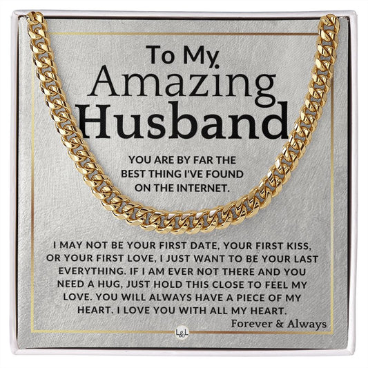 To My Husband - Best Thing On The Internet - Meaningful Gift Ideas For Him - Romantic and Thoughtful Christmas, Valentine's Day Birthday, or Anniversary Present - Jewelry - Personalized Gift