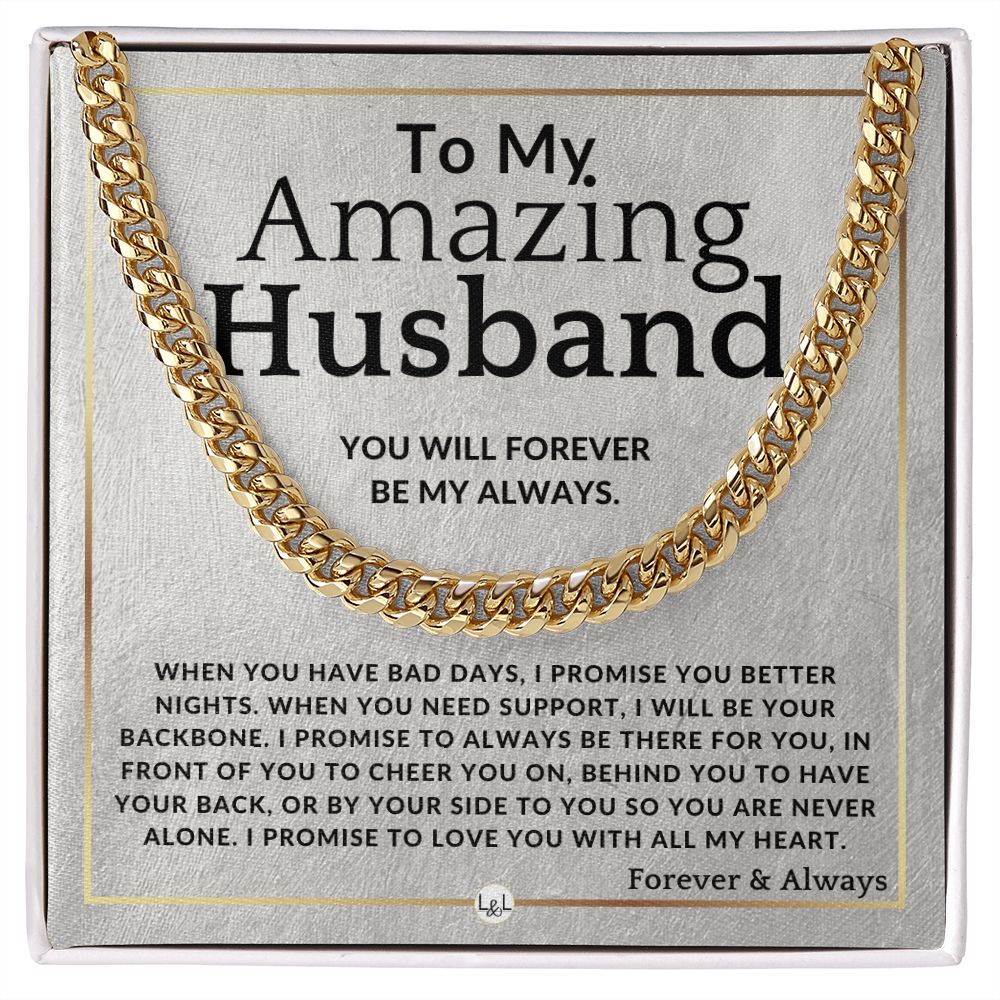 To My Husband - Forever My Always - Meaningful Gift Ideas For Him - Romantic and Thoughtful Christmas, Valentine's Day Birthday, or Anniversary Present - Jewelry - Personalized Gift