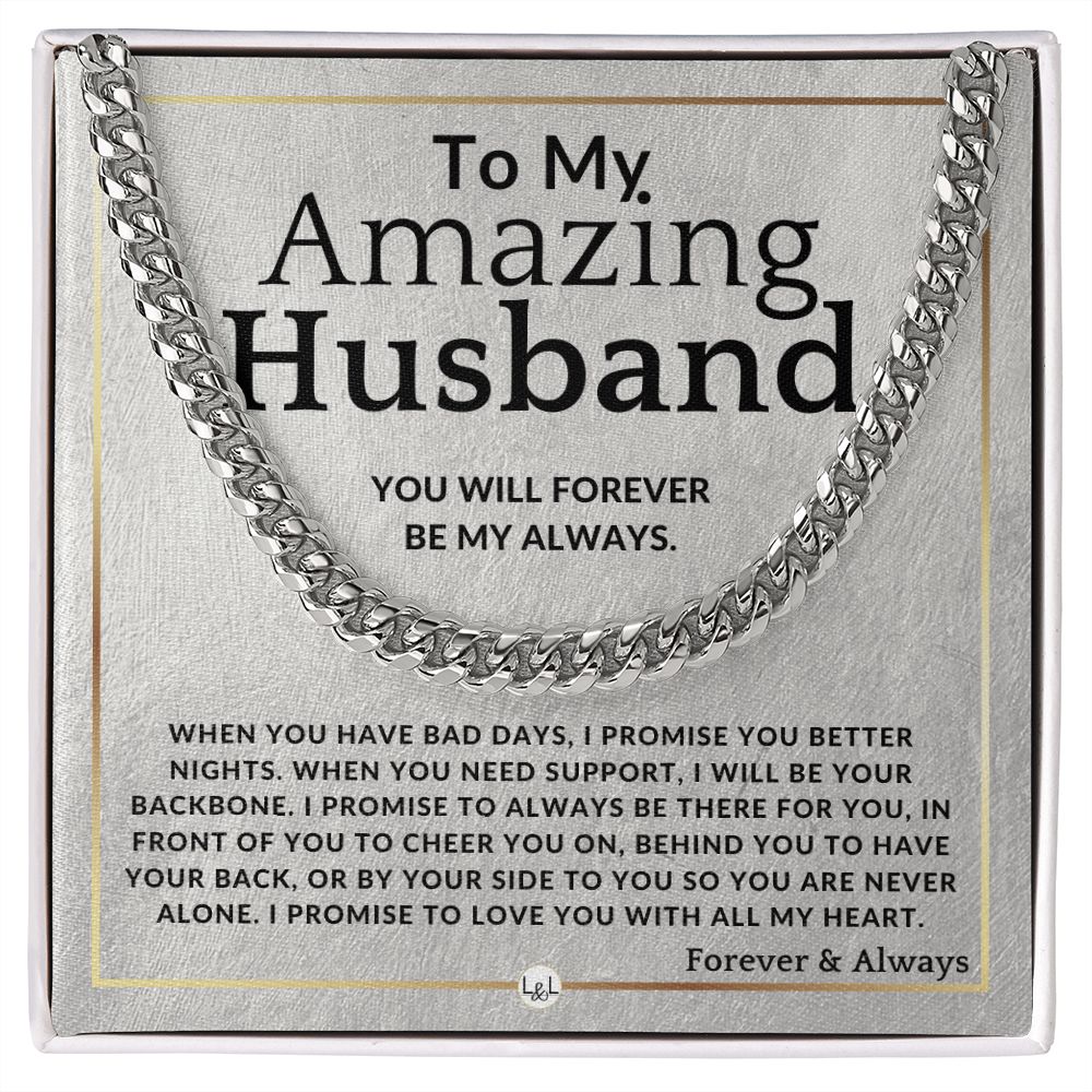 To My Husband - Forever My Always - Meaningful Gift Ideas For Him - Romantic and Thoughtful Christmas, Valentine's Day Birthday, or Anniversary Present - Jewelry - Personalized Gift