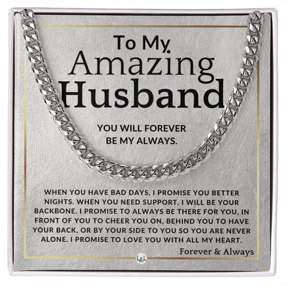 To My Husband - Forever My Always - Meaningful Gift Ideas For Him - Romantic and Thoughtful Christmas, Valentine's Day Birthday, or Anniversary Present - Jewelry - Personalized Gift