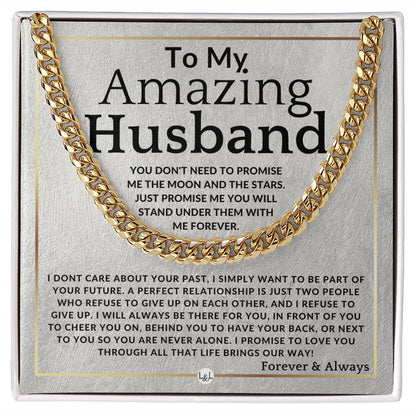 To My Husband - Moon And Stars - Meaningful Gift Ideas For Him - Romantic and Thoughtful Christmas, Valentine's Day Birthday, or Anniversary Present - Jewelry - Personalized Gift