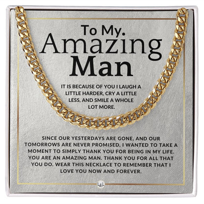 To My Man - Because Of You - Meaningful Gift Ideas For Him - Romantic and Thoughtful Christmas, Valentine's Day Birthday, or Anniversary Present - Jewelry - Personalized Gift