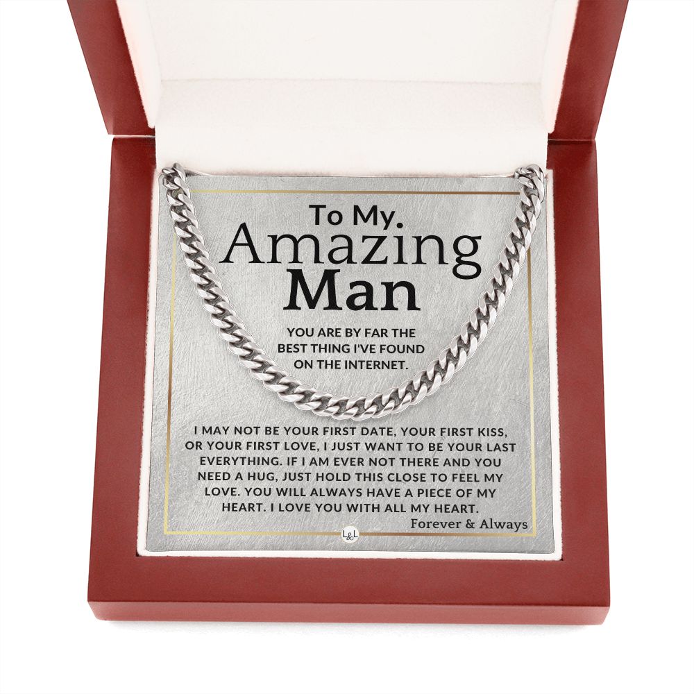 To My Man - Best Thing On The Internet - Meaningful Gift Ideas For Him - Romantic and Thoughtful Christmas, Valentine's Day Birthday, or Anniversary Present - Jewelry - Personalized Gift