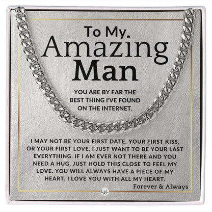 To My Man - Best Thing On The Internet - Meaningful Gift Ideas For Him - Romantic and Thoughtful Christmas, Valentine's Day Birthday, or Anniversary Present - Jewelry - Personalized Gift