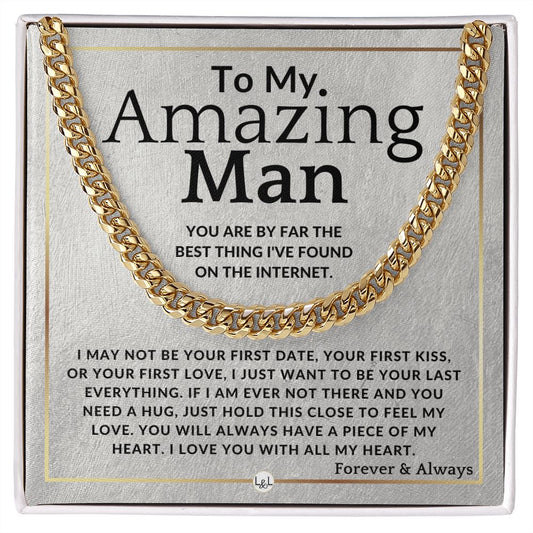 To My Man - Best Thing On The Internet - Meaningful Gift Ideas For Him - Romantic and Thoughtful Christmas, Valentine's Day Birthday, or Anniversary Present - Jewelry - Personalized Gift