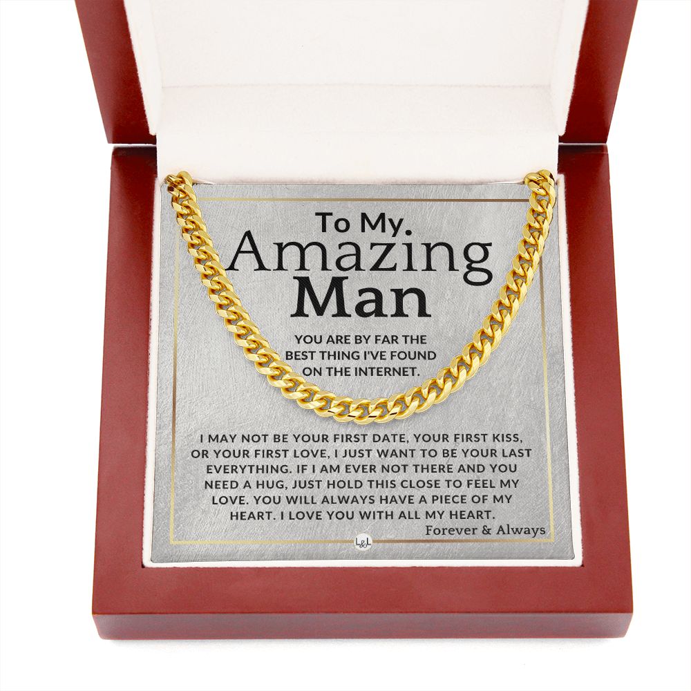To My Man - Best Thing On The Internet - Meaningful Gift Ideas For Him - Romantic and Thoughtful Christmas, Valentine's Day Birthday, or Anniversary Present - Jewelry - Personalized Gift