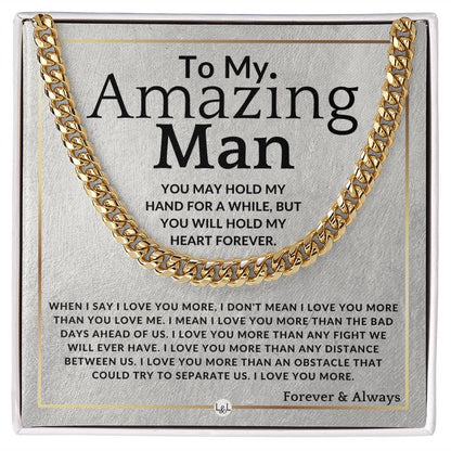 To My Man - I Love Your More - Meaningful Gift Ideas For Him - Romantic and Thoughtful Christmas, Valentine's Day Birthday, or Anniversary Present - Jewelry - Personalized Gift