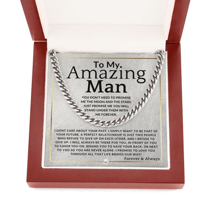 To My Man - Moon And Stars - Meaningful Gift Ideas For Him - Romantic and Thoughtful Christmas, Valentine's Day Birthday, or Anniversary Present - Jewelry - Personalized Gift