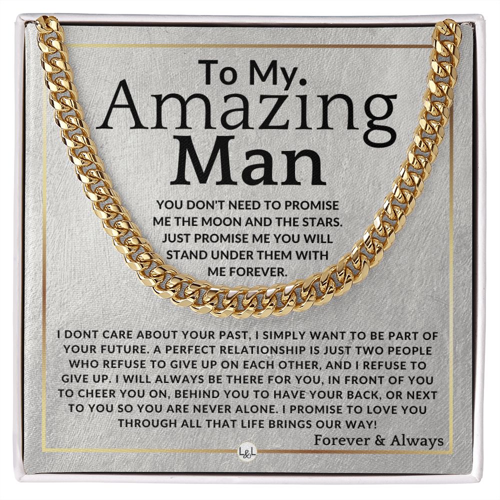 To My Man - Moon And Stars - Meaningful Gift Ideas For Him - Romantic and Thoughtful Christmas, Valentine's Day Birthday, or Anniversary Present - Jewelry - Personalized Gift