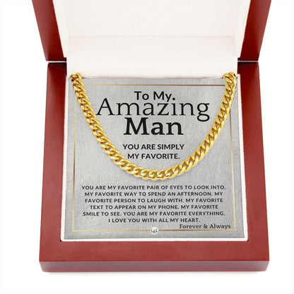 To My Man - My Favorite - Meaningful Gift Ideas For Him - Romantic and Thoughtful Christmas, Valentine's Day Birthday, or Anniversary Present - Jewelry - Personalized Gift