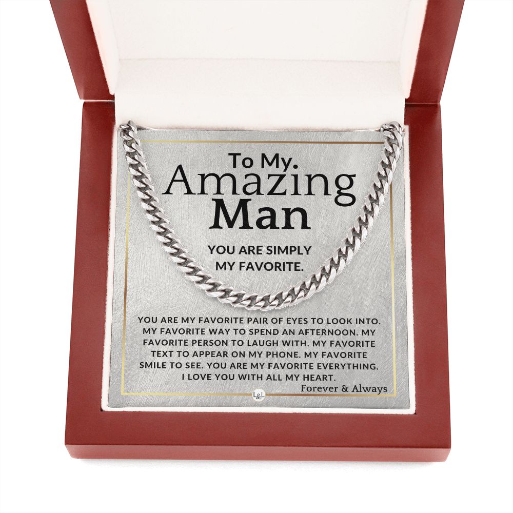 To My Man - My Favorite - Meaningful Gift Ideas For Him - Romantic and Thoughtful Christmas, Valentine's Day Birthday, or Anniversary Present - Jewelry - Personalized Gift