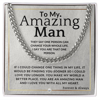 To My Man - My Person - Meaningful Gift Ideas For Him - Romantic and Thoughtful Christmas, Valentine's Day Birthday, or Anniversary Present - Jewelry - Personalized Gift
