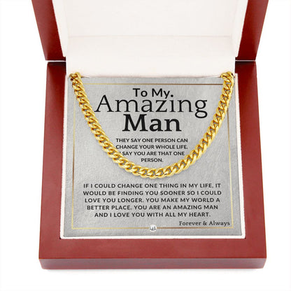 To My Man - My Person - Meaningful Gift Ideas For Him - Romantic and Thoughtful Christmas, Valentine's Day Birthday, or Anniversary Present - Jewelry - Personalized Gift