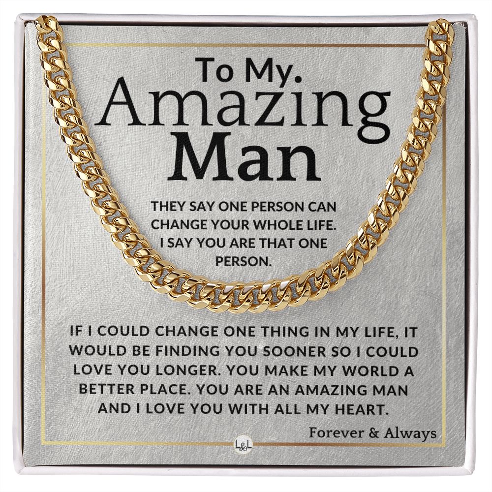 To My Man - My Person - Meaningful Gift Ideas For Him - Romantic and Thoughtful Christmas, Valentine's Day Birthday, or Anniversary Present - Jewelry - Personalized Gift