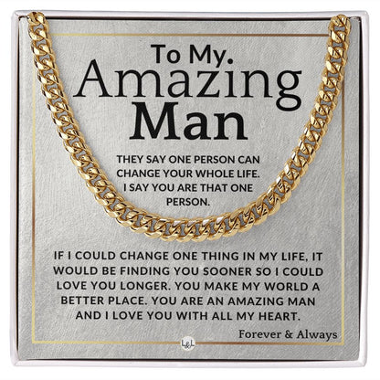To My Man - My Person - Meaningful Gift Ideas For Him - Romantic and Thoughtful Christmas, Valentine's Day Birthday, or Anniversary Present - Jewelry - Personalized Gift