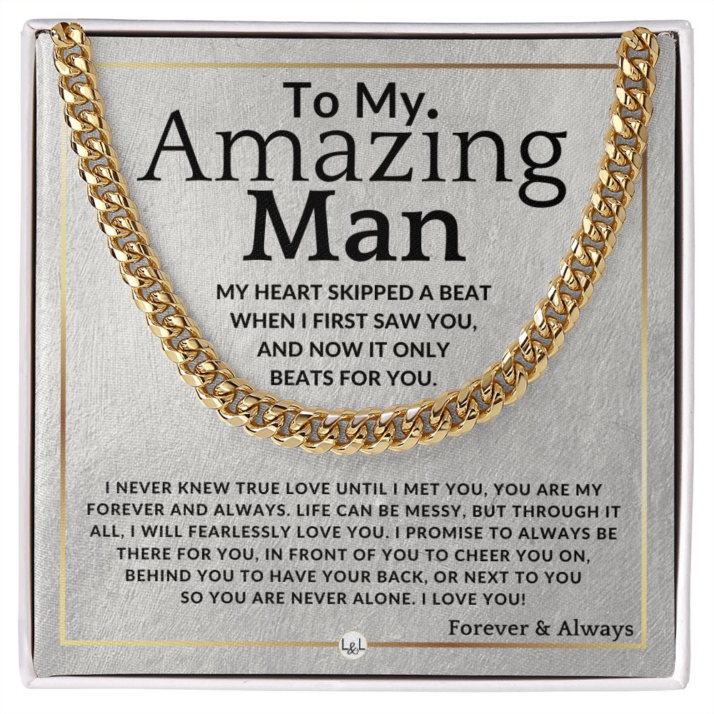 To My Man - True Love - Meaningful Gift Ideas For Him - Romantic and Thoughtful Christmas, Valentine's Day Birthday, or Anniversary Present - Jewelry - Personalized Gift