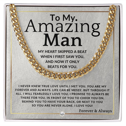 To My Man - True Love - Meaningful Gift Ideas For Him - Romantic and Thoughtful Christmas, Valentine's Day Birthday, or Anniversary Present - Jewelry - Personalized Gift
