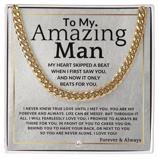To My Man - True Love - Meaningful Gift Ideas For Him - Romantic and Thoughtful Christmas, Valentine's Day Birthday, or Anniversary Present - Jewelry - Personalized Gift
