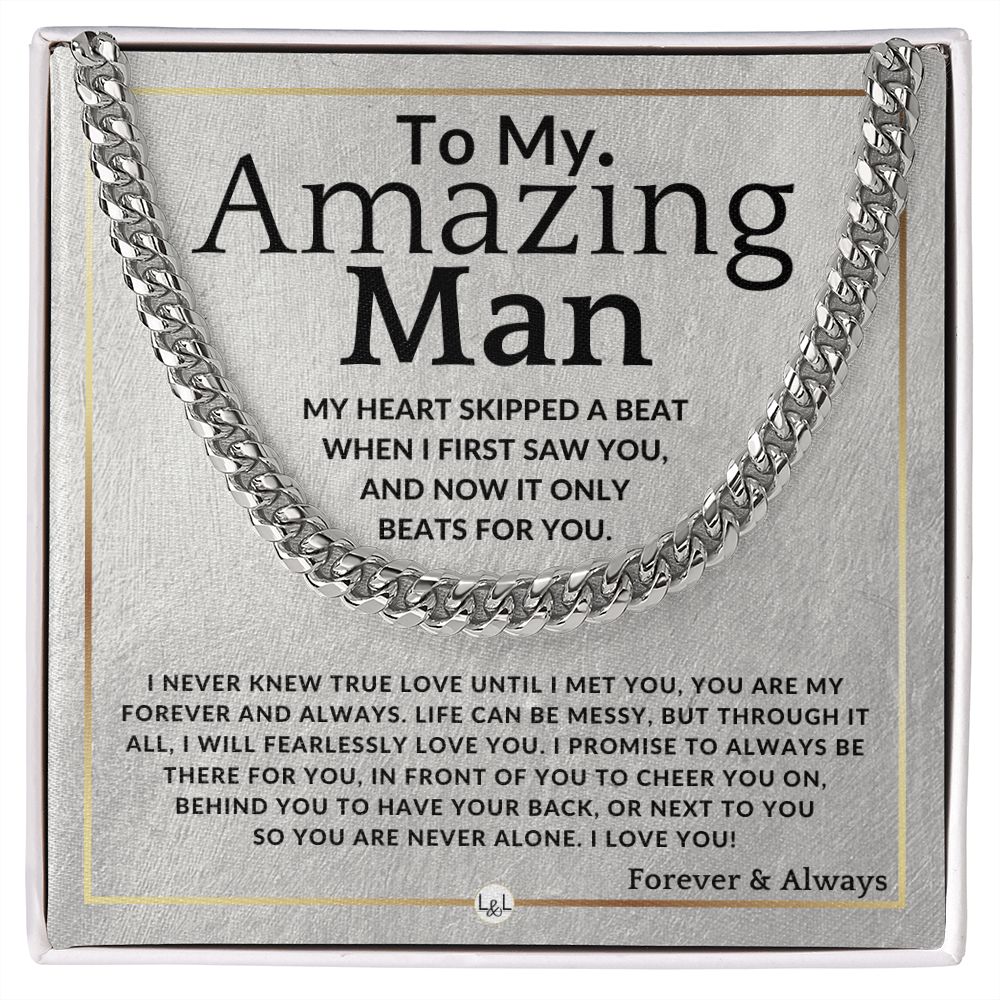 To My Man - True Love - Meaningful Gift Ideas For Him - Romantic and Thoughtful Christmas, Valentine's Day Birthday, or Anniversary Present - Jewelry - Personalized Gift