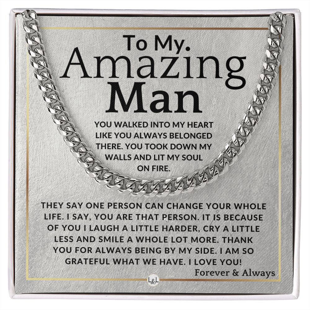 To My Man - You Lit My Soul On Fire - Meaningful Gift Ideas For Him - Romantic and Thoughtful Christmas, Valentine's Day Birthday, or Anniversary Present - Jewelry - Personalized Gift