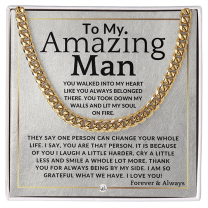 To My Man - You Lit My Soul On Fire - Meaningful Gift Ideas For Him - Romantic and Thoughtful Christmas, Valentine's Day Birthday, or Anniversary Present - Jewelry - Personalized Gift