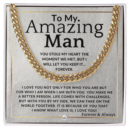 To My Man - You Stole My Heart - Meaningful Gift Ideas For Him - Romantic and Thoughtful Christmas, Valentine's Day Birthday, or Anniversary Present - Jewelry - Personalized Gift