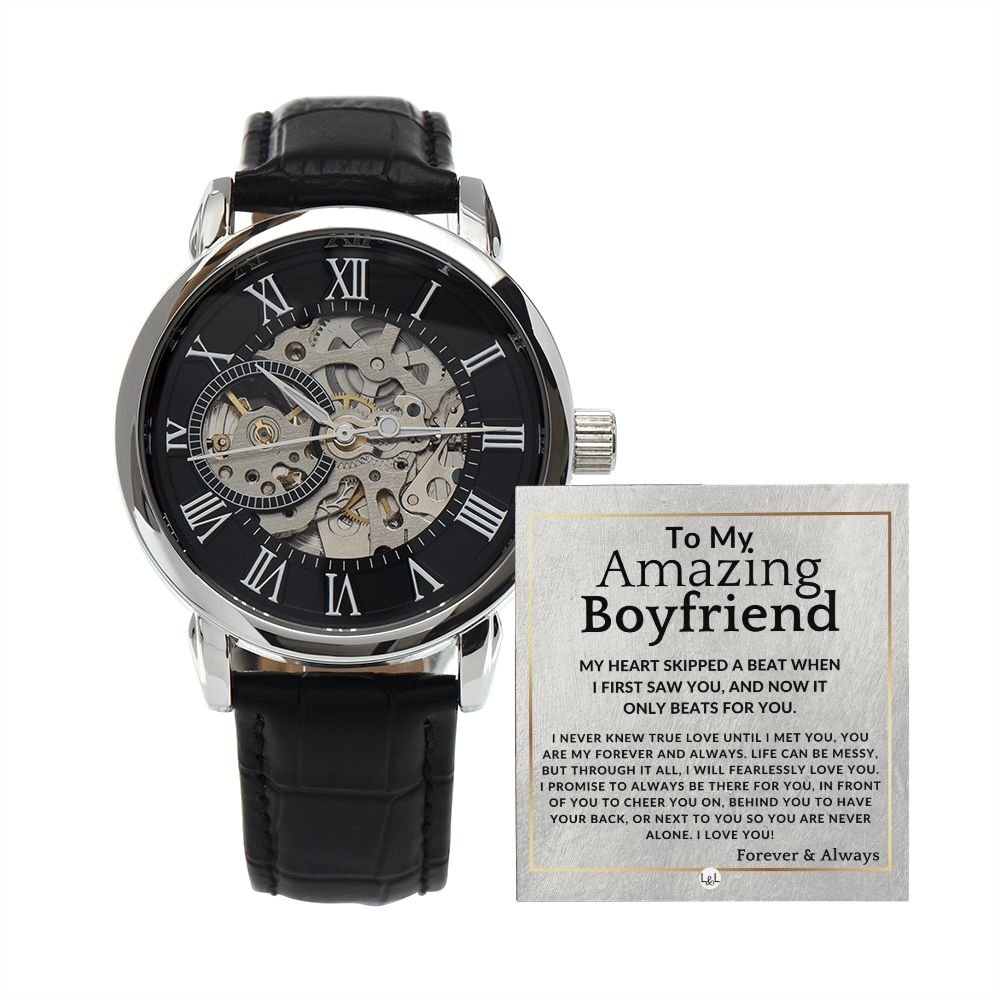 True Love - Openwork Skeleton Watch + LED Watch Box - Gift For My Boyfriend - Jewelry - Personalized Gift