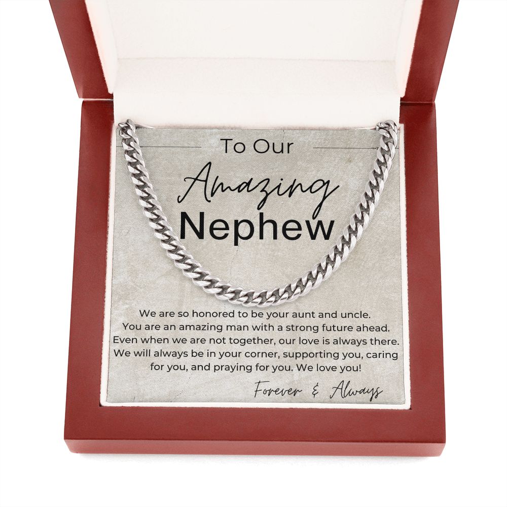 We will Always Be in Your Corner - A Gift for Nephew from Aunt and Uncle - Cuban Linked Chain Necklace - Jewelry - Personalized Gift