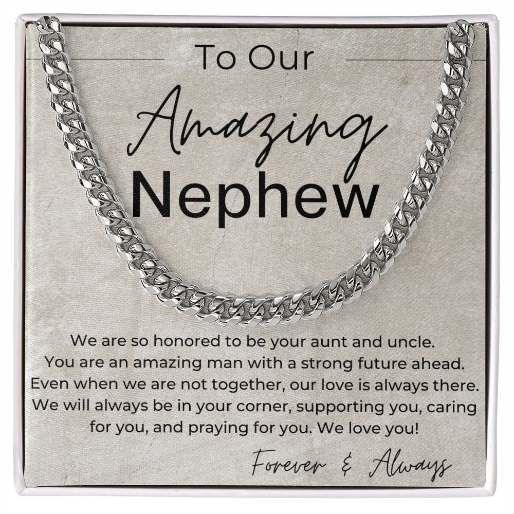 We will Always Be in Your Corner - A Gift for Nephew from Aunt and Uncle - Cuban Linked Chain Necklace - Jewelry - Personalized Gift