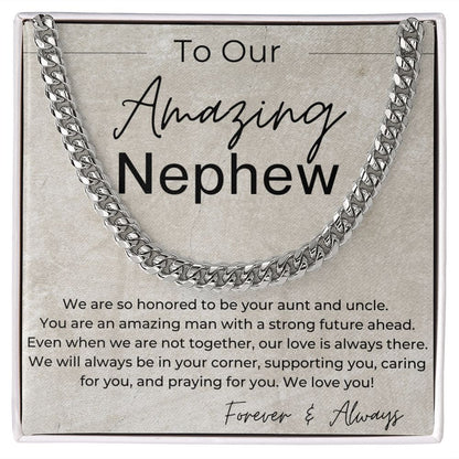 We will Always Be in Your Corner - A Gift for Nephew from Aunt and Uncle - Cuban Linked Chain Necklace - Jewelry - Personalized Gift