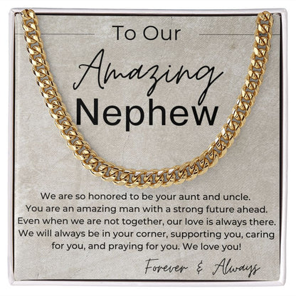 We will Always Be in Your Corner - A Gift for Nephew from Aunt and Uncle - Cuban Linked Chain Necklace - Jewelry - Personalized Gift