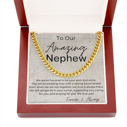 We will Always Be in Your Corner - A Gift for Nephew from Aunt and Uncle - Cuban Linked Chain Necklace - Jewelry - Personalized Gift