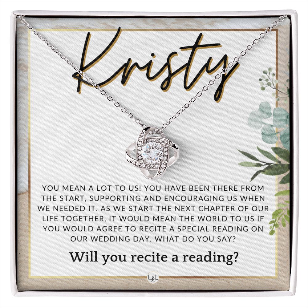 Wedding Ceremony Reader Proposal, Custom Name - Will You Read At Our Wedding - From The Couple , Beach and Destination Wedding Theme - Jewelry - Personalized Gift