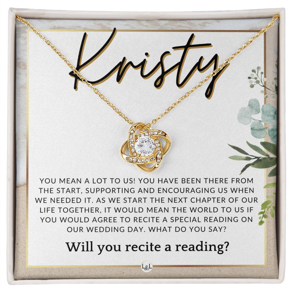Wedding Ceremony Reader Proposal, Custom Name - Will You Read At Our Wedding - From The Couple , Beach and Destination Wedding Theme - Jewelry - Personalized Gift