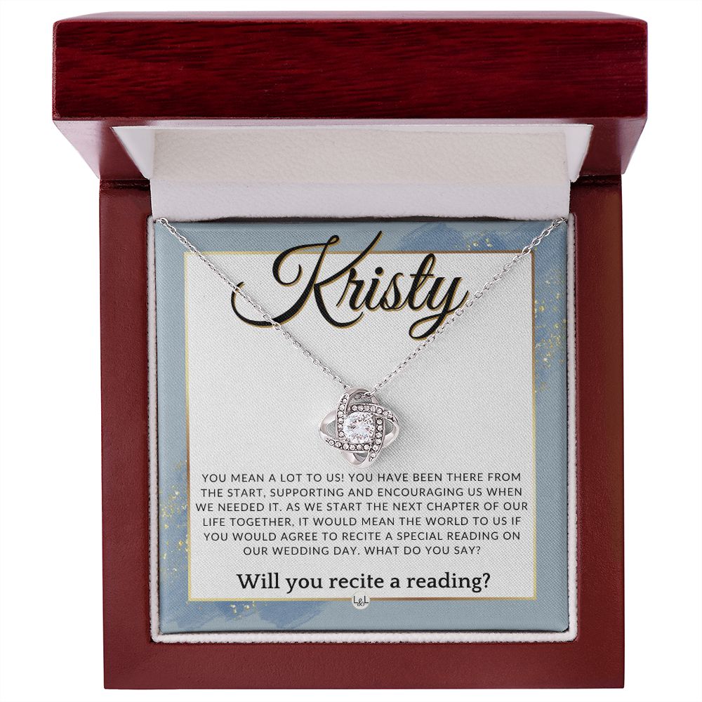 Wedding Ceremony Reader Proposal, Custom Name - Will You Read At Our Wedding - From The Couple , Dusty Blue And Gold Wedding Theme - Jewelry - Personalized Gift