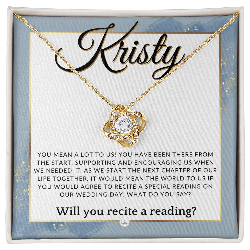 Wedding Ceremony Reader Proposal, Custom Name - Will You Read At Our Wedding - From The Couple , Dusty Blue And Gold Wedding Theme - Jewelry - Personalized Gift
