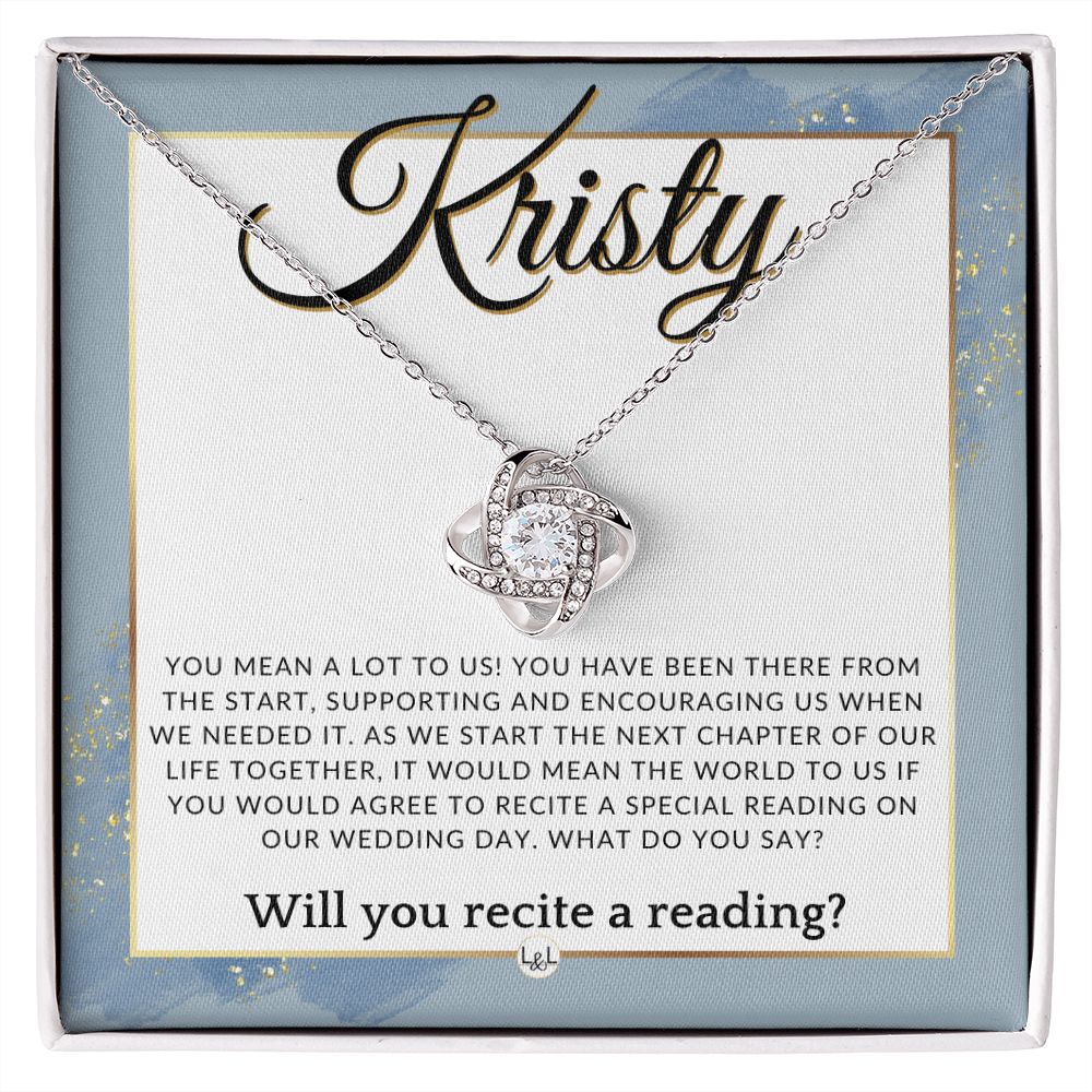 Wedding Ceremony Reader Proposal, Custom Name - Will You Read At Our Wedding - From The Couple , Dusty Blue And Gold Wedding Theme - Jewelry - Personalized Gift