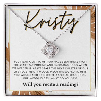 Wedding Ceremony Reader Proposal, Custom Name - Will You Read At Our Wedding - From The Couple , Pink Floral and Boho Wedding Theme - Jewelry - Personalized Gift