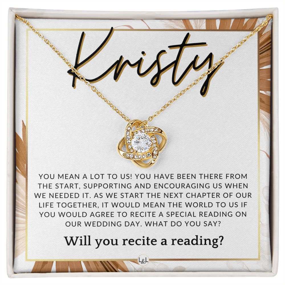 Wedding Ceremony Reader Proposal, Custom Name - Will You Read At Our Wedding - From The Couple , Pink Floral and Boho Wedding Theme - Jewelry - Personalized Gift