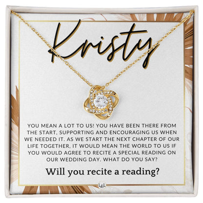 Wedding Ceremony Reader Proposal, Custom Name - Will You Read At Our Wedding - From The Couple , Pink Floral and Boho Wedding Theme - Jewelry - Personalized Gift