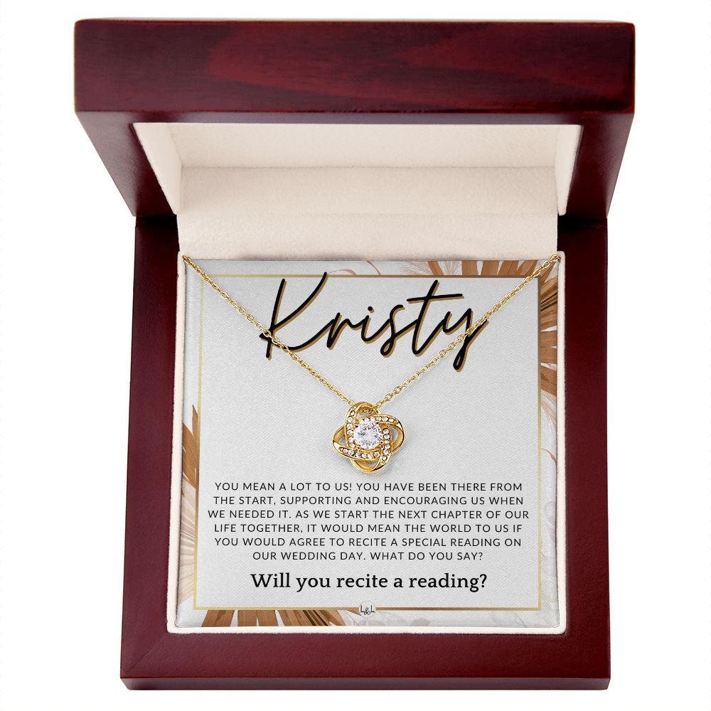 Wedding Ceremony Reader Proposal, Custom Name - Will You Read At Our Wedding - From The Couple , Pink Floral and Boho Wedding Theme - Jewelry - Personalized Gift