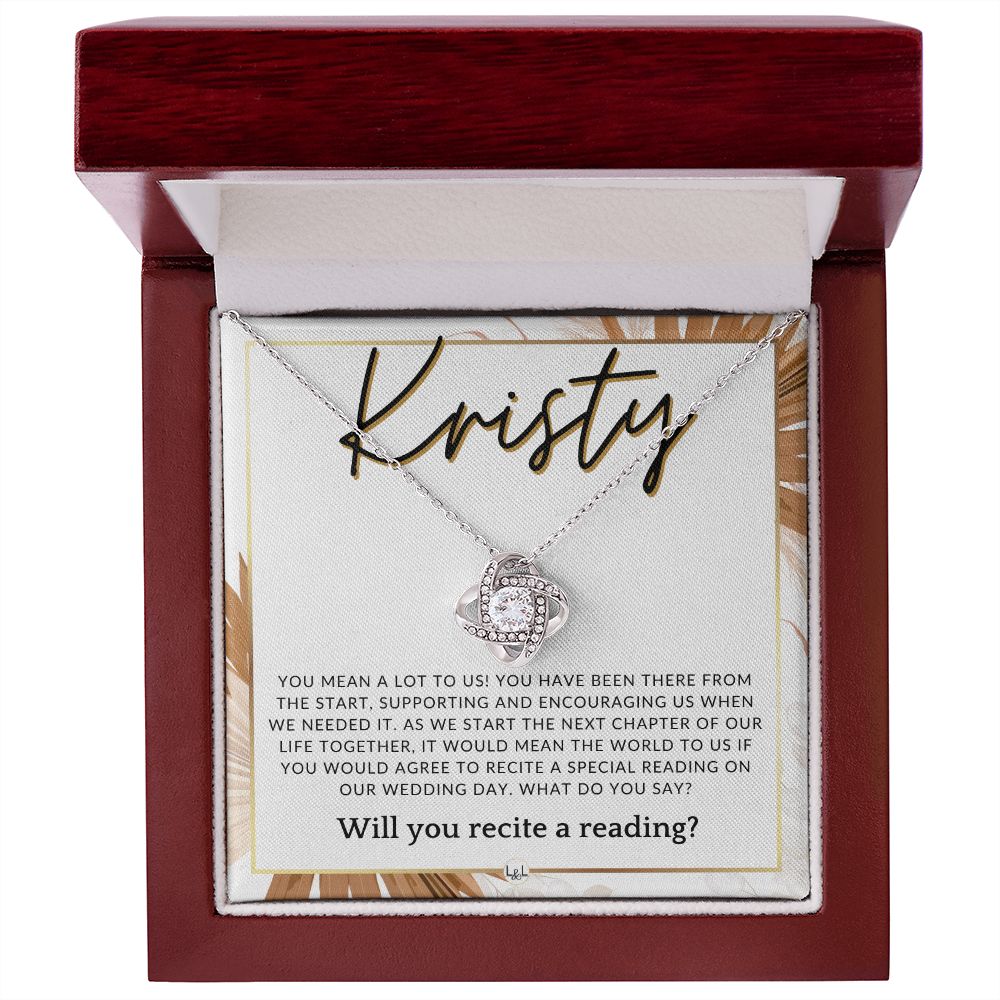 Wedding Ceremony Reader Proposal, Custom Name - Will You Read At Our Wedding - From The Couple , Pink Floral and Boho Wedding Theme - Jewelry - Personalized Gift