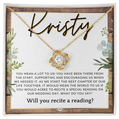 Wedding Ceremony Reader Proposal, Custom Name - Will You Read At Our Wedding - From The Couple , Rustic and Wood Wedding Theme - Jewelry - Personalized Gift