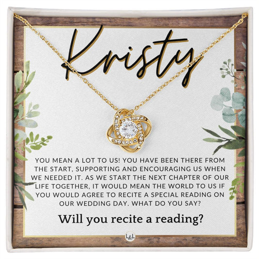 Wedding Ceremony Reader Proposal, Custom Name - Will You Read At Our Wedding - From The Couple , Rustic and Wood Wedding Theme - Jewelry - Personalized Gift