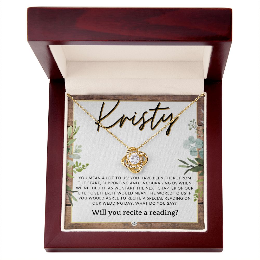 Wedding Ceremony Reader Proposal, Custom Name - Will You Read At Our Wedding - From The Couple , Rustic and Wood Wedding Theme - Jewelry - Personalized Gift