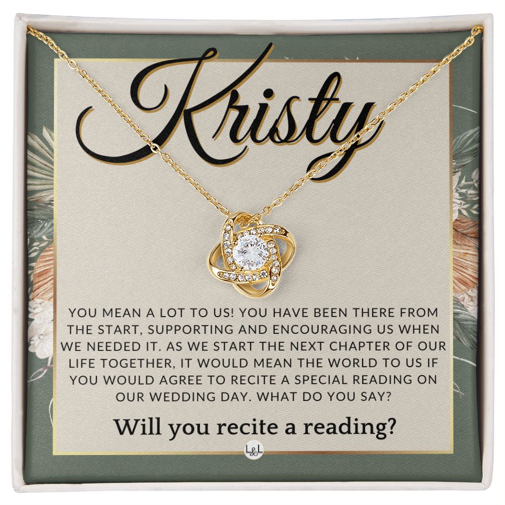 Wedding Ceremony Reader Proposal, Custom Name - Will You Read At Our Wedding - From The Couple , Sage Green & Boho Wedding Theme - Jewelry - Personalized Gift