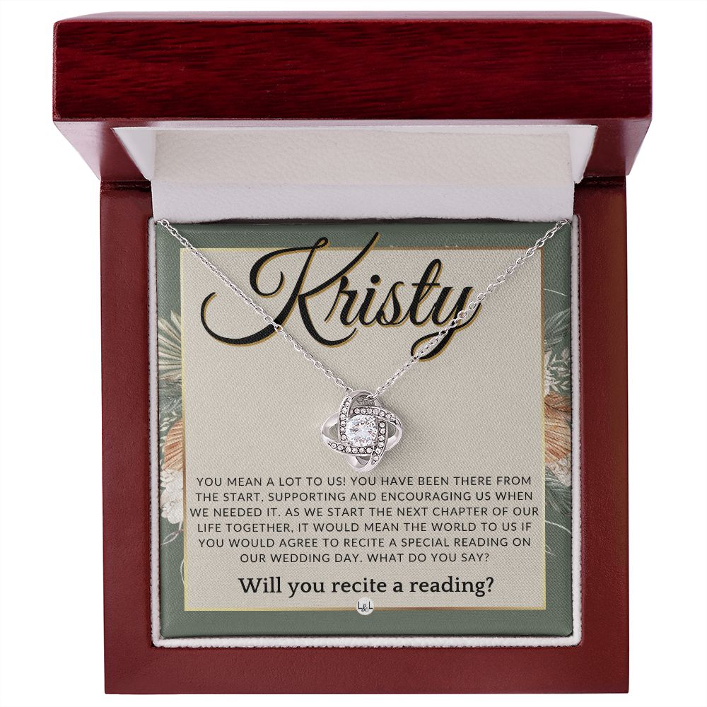 Wedding Ceremony Reader Proposal, Custom Name - Will You Read At Our Wedding - From The Couple , Sage Green & Boho Wedding Theme - Jewelry - Personalized Gift