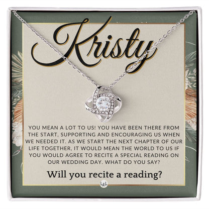 Wedding Ceremony Reader Proposal, Custom Name - Will You Read At Our Wedding - From The Couple , Sage Green & Boho Wedding Theme - Jewelry - Personalized Gift
