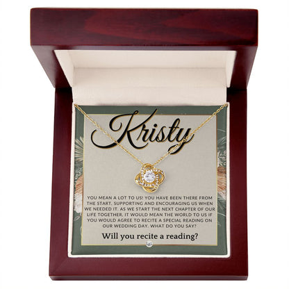 Wedding Ceremony Reader Proposal, Custom Name - Will You Read At Our Wedding - From The Couple , Sage Green & Boho Wedding Theme - Jewelry - Personalized Gift