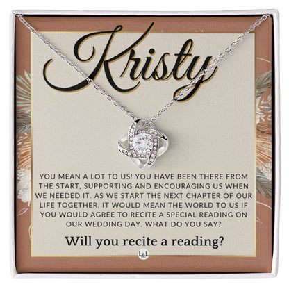 Wedding Ceremony Reader Proposal, Custom Name - Will You Read At Our Wedding - From The Couple , Terracotta, Rust And Gold Wedding Theme - Jewelry - Personalized Gift